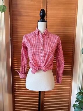 Vintage 60s Gingham Blouse: Bobbie Brooks Long Sleeve Top